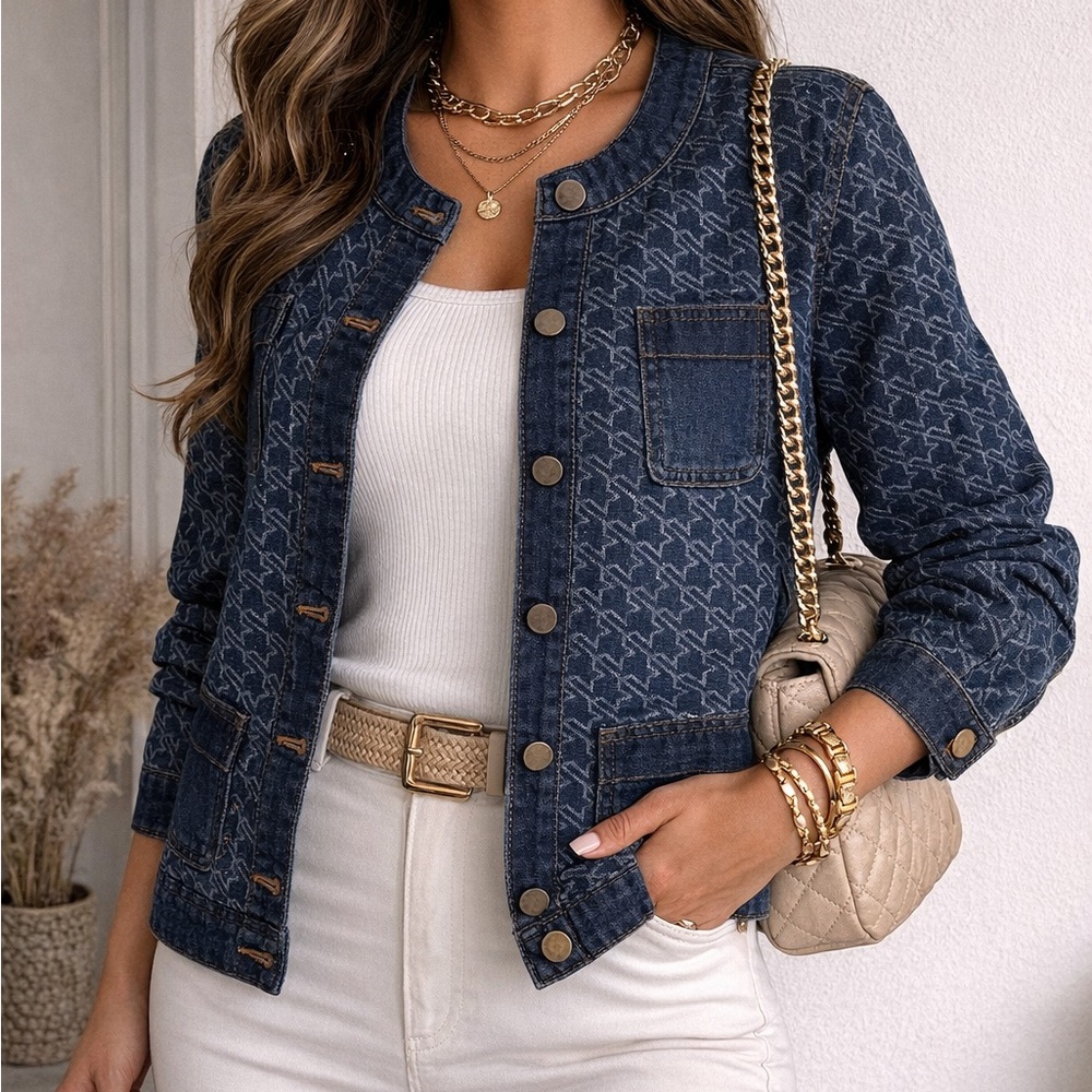 Denim Houndstooth Jacket